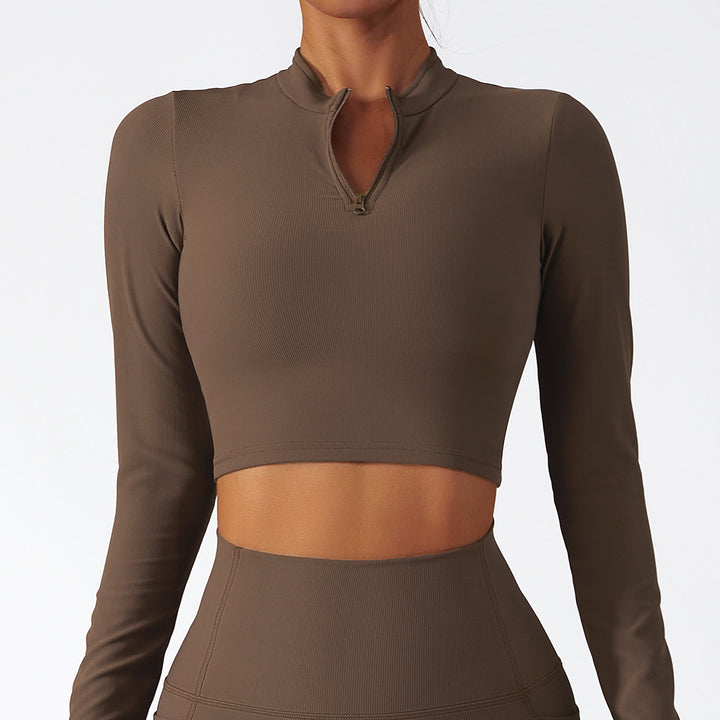Stand Collar Zipper Long Sleeve Yoga Wear Women Quick Dry Tops - Phantomshop21