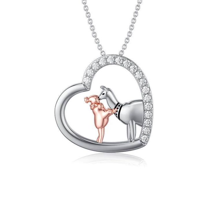 925 Sterling Silver Alpaca Llama Necklace Animal Heart Pendant Jewelry Gifts for Women Girls - Phantomshop21