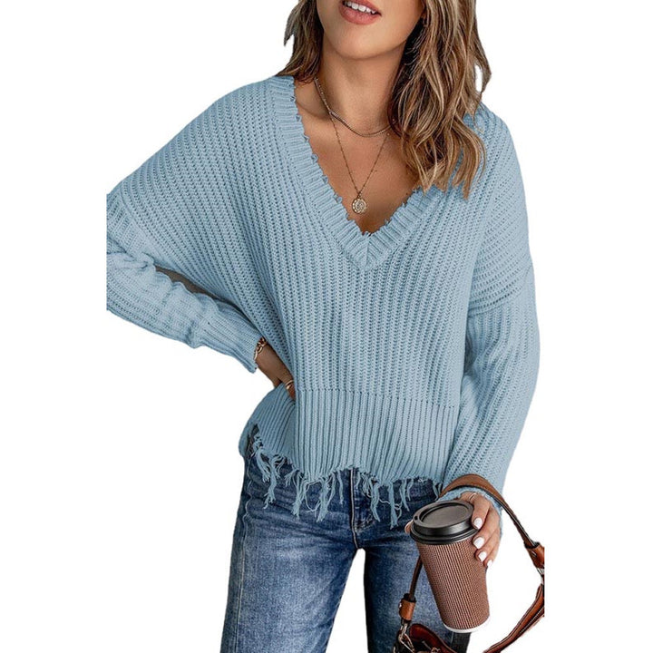 Autumn And Winter Fashion Women's Tassel Ripped Sweater Knitted - Phantomshop21