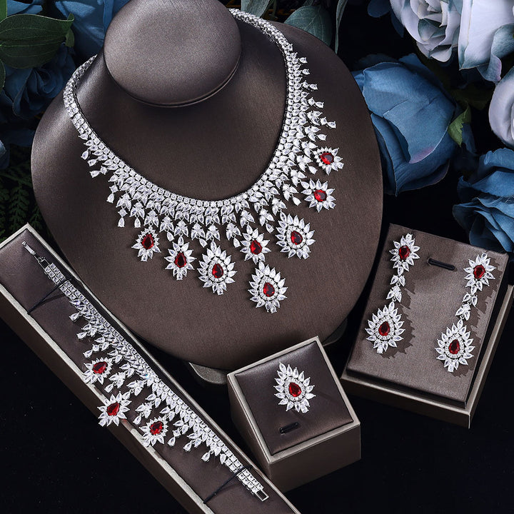 Women's Fashion Vintage Wedding Necklace Earrings Jewelry Set - Phantomshop21
