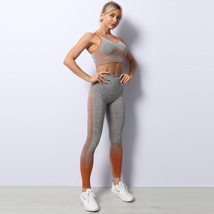 Seamless Knitted Yoga Suit Women's Lulu Yoga Fitness Sports Bra Vest High Waist Yoga Pants - Phantomshop21