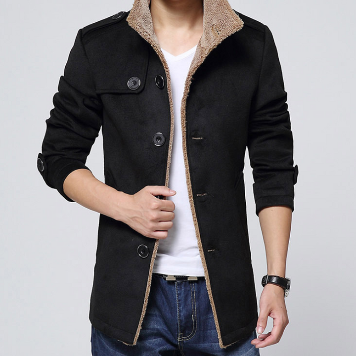 Slim-Fit Plus Velvet Men's Coat Korean Men's Windbreaker Lamb Wool Men's Woolen Cloth - Phantomshop21