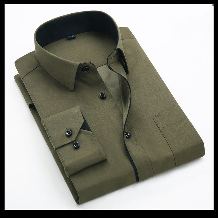 Men's non-iron slim workwear solid color shirt - Phantomshop21