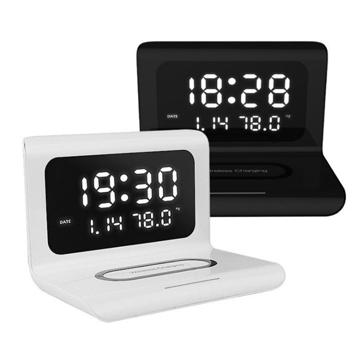 Wireless Charger Alarm Clock Creative Perpetual Calendar Temperature and Humidity Wireless Charge 10W Fast Charge