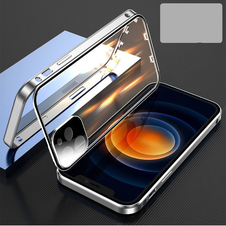 Compatible with Apple , Mobile Phone Shell Metal Frame Buckle Double-sided Glass