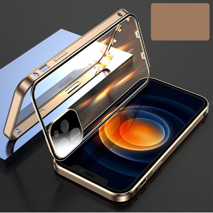 Compatible with Apple , Mobile Phone Shell Metal Frame Buckle Double-sided Glass