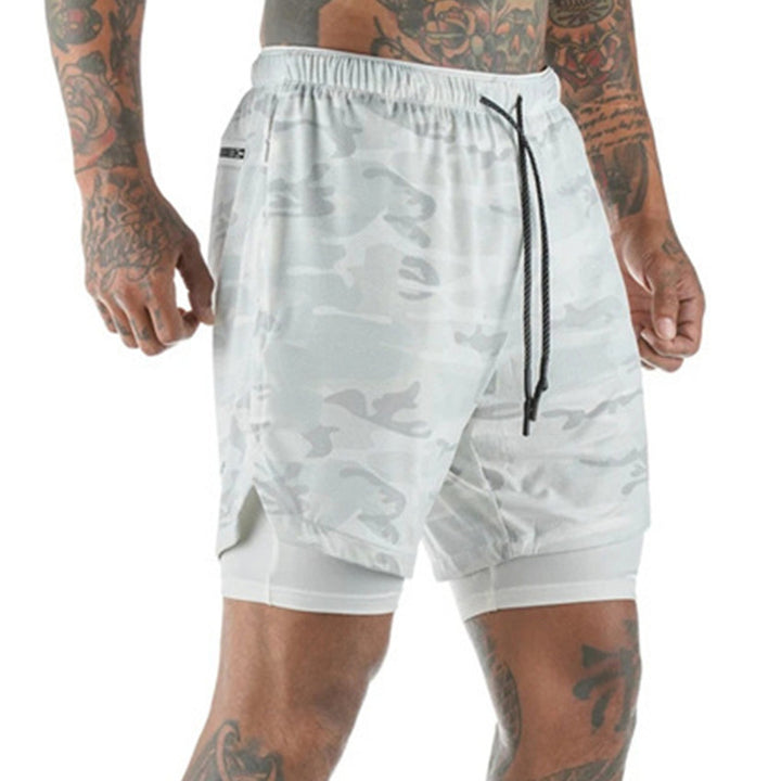 Men's Shorts Beach Pants Plus Size Double-Layer Running Mesh Home Sports Five-Point Pants Fitness - Phantomshop21