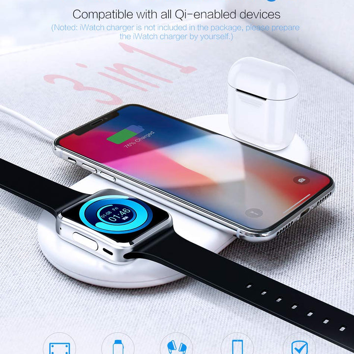 Compatible with Compatible with Wireless charger dual charge 5v2a for  mobile  watch headset three-in-one charging