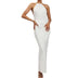 Summer White Women's Polyester Neck Dress - Phantomshop21