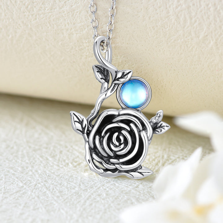 Rose Necklace Sterling Silver Moonstone Pendant Jewelry Gifts for Women - Phantomshop21