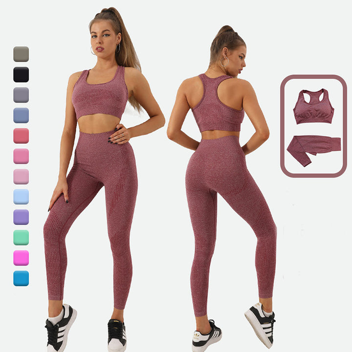 2PCS Seamless Yoga Set Women Tracksuit High Waist Leggings Workout Sportswear Gym Clothing Fitness Crop Top Sports Suits Gym Set - Phantomshop21