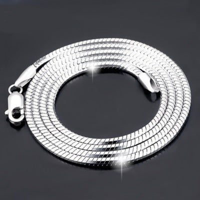 Sterling Silver Plated platinum necklace chain jadoku men clavicle silver chain Korean fashion collar men and women lovers of silver - Phantomshop21