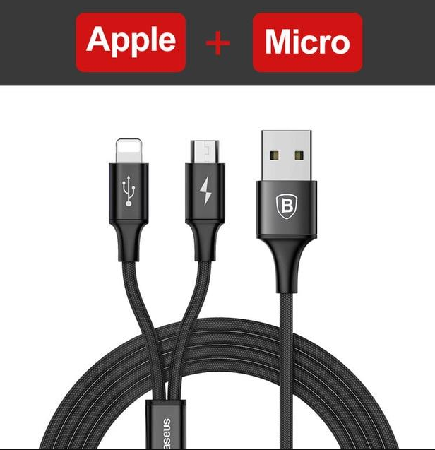 Compatible with Apple, Baseus USB Cable For iPhone X 8 7 6 Charging Charger 3 in 1 Micro USB Cable For Android USB Type c Type-c Mobile Phone Cables