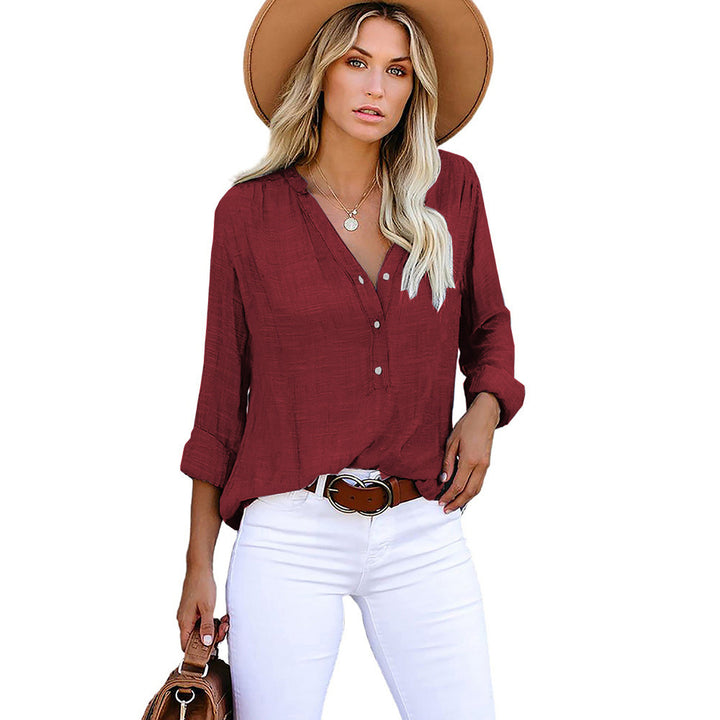 Solid Color Shirt Loose Single Breasted Long Sleeve Top - Phantomshop21