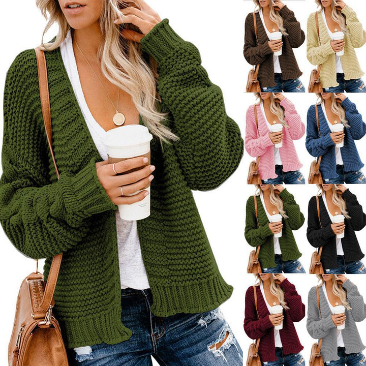 Solid Loose Round Neck Pullover Twist Women's Sweater - Phantomshop21