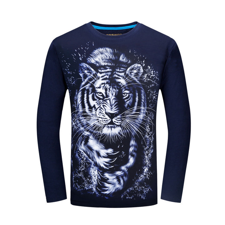 White tiger print long sleeve T-shirt - Phantomshop21