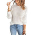Knitted Sweater Crew Neck Cutout Top Women's Sweater - Phantomshop21