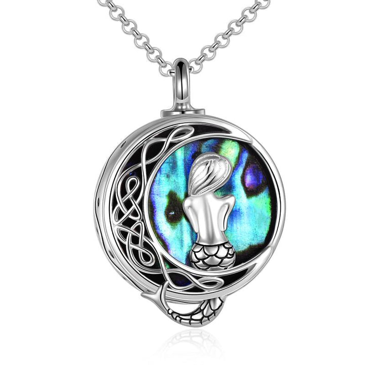 925 Sterling Silver Mermaid Urn Necklace for Women Mermaid Cremation Jewelry for Ashes - Phantomshop21
