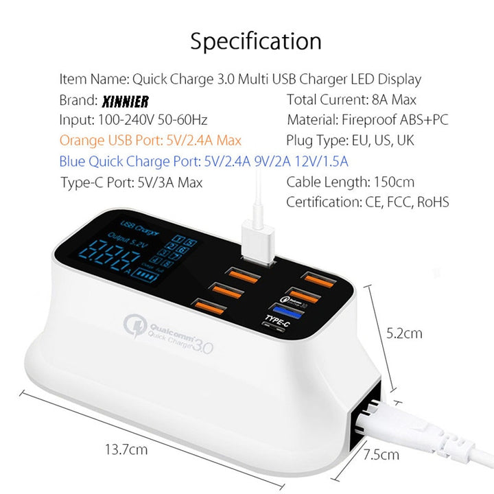 Quick Charge 3.0 /  Ordinary Smart USB Charger Station