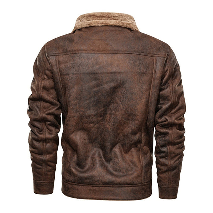 Winter Men Turn-down Collar Leather Jacket Outwear Warm Pilot Coats Windbreak - Phantomshop21