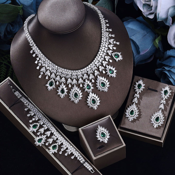 Women's Fashion Vintage Wedding Necklace Earrings Jewelry Set - Phantomshop21