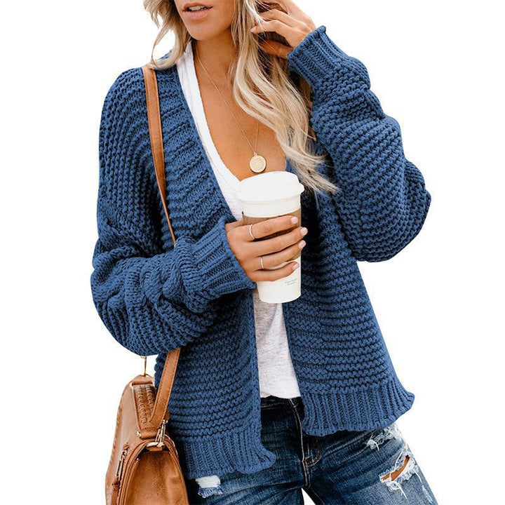 Solid Loose Round Neck Pullover Twist Women's Sweater - Phantomshop21