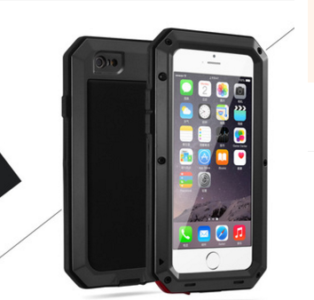 Compatible with Apple, R-JUST Luxury Doom Armor Heavy Anti Dirt Shockproof Metal Aluminum Phone cases For iphone X 8 7 5S 5 SE 6 6S Plus+Tempered glass