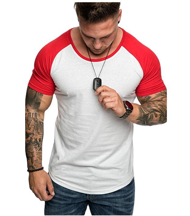 Patchwork Short Sleeve Crew Neck Bottoming T-Shirt Men's Top - Phantomshop21