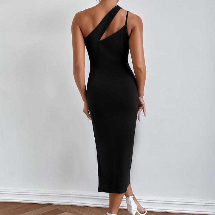 Slit Shoulder Bag Hip Skirt Irregular Slim Slimming Open Back Dress - Phantomshop21