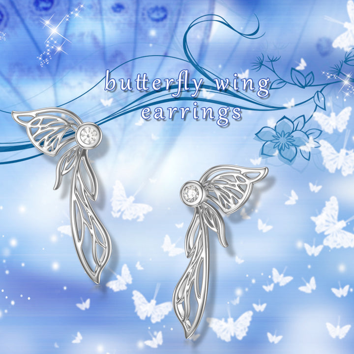 Butterfly Earrings Sterling Silver Butterfly Wing Stud Earrings Butterfly Jewelry Gifts for Women - Phantomshop21