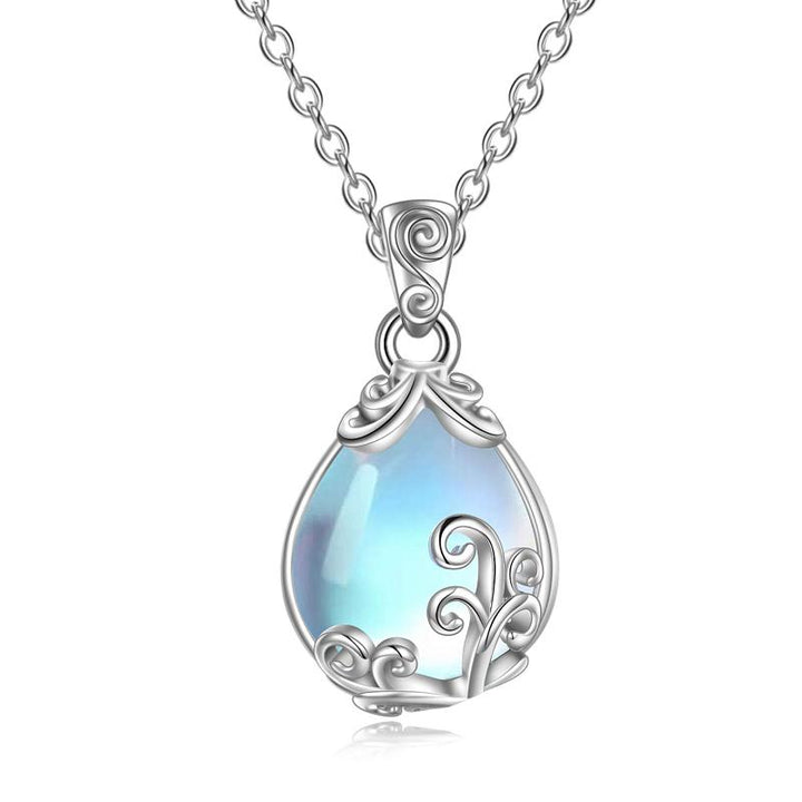 Sterling Silver Moonstone Filigree Teardrop Necklace Jewelry - Phantomshop21
