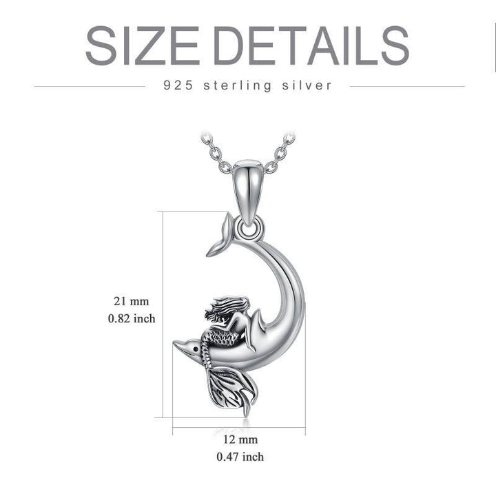 Dolphin Necklace Sterling Silver Mermaid Dolphin Pendant Necklace Jewelry Gift for Women - Phantomshop21