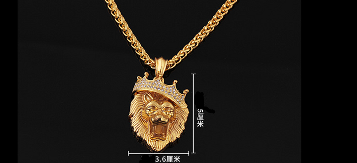Europe and the United States selling diamond crown lion hip-hop luminous necklaces men Unisex gold-plated hiphop luminous Pendant - Phantomshop21