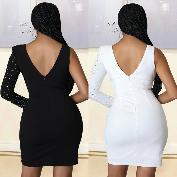 Women's Skinny Hot Diamond One Shoulder Dress - Phantomshop21