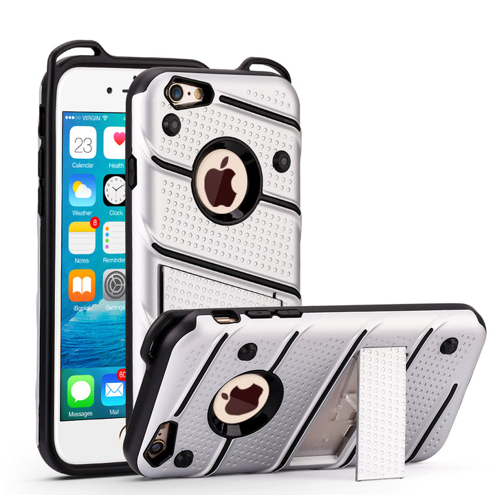 Compatible With Apple, Military Grade ShockProof Case Drop Tested Armor With Kickstand Hard PC & Heavy Duty Silicone Cover