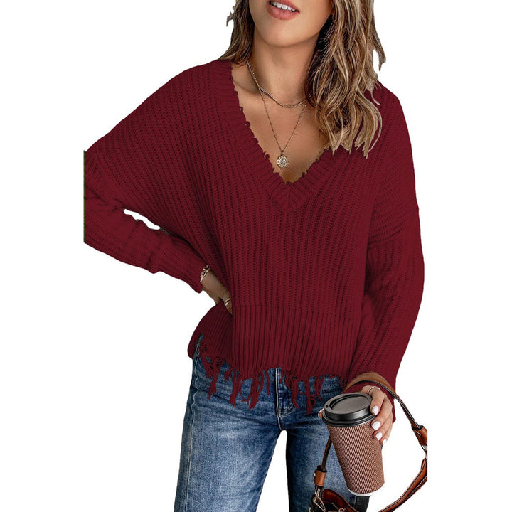 Autumn And Winter Fashion Women's Tassel Ripped Sweater Knitted - Phantomshop21