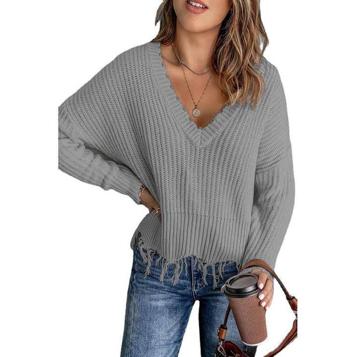 Autumn And Winter Fashion Women's Tassel Ripped Sweater Knitted - Phantomshop21