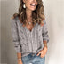 Cardigan Ladies Solid Color Hollow V-Neck Knit Sweater Loose Sweater - Phantomshop21