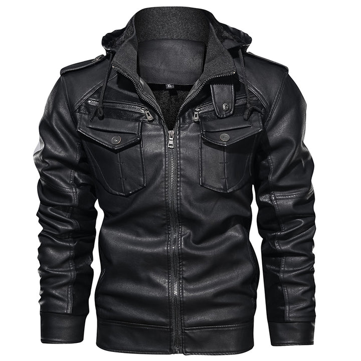 Winter And Autumn Men PU Jacket Pocket Fit Leather Coats Motorcycle Slim Male Jacket - Phantomshop21