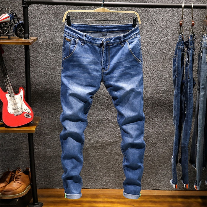 2022 new skinny jeans men&#39;s slim-fitting high-quality stretch men&#39;s jeans pencil pants blue khaki gray men fashion casual jeans - Phantomshop21
