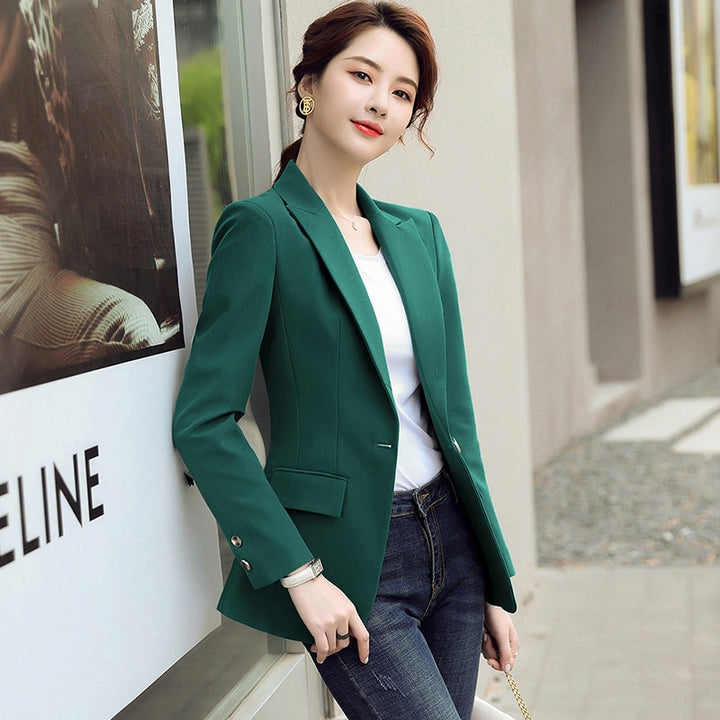 HIGH QUALITY Fashion 2020 Design Blazer Jacket Women&#39;s Green Black Blue Solid Tops For Office Lady Wear Size S-4XL - Phantomshop21