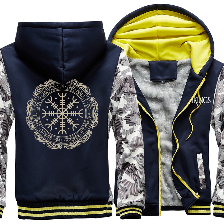 2022 Winter Thick Mens Hoodies Viking Printing Male Jacket Hip Hop Brand Outwear Hot Sale Camouflage Sleeve Men&#39;s Jacket Casual - Phantomshop21