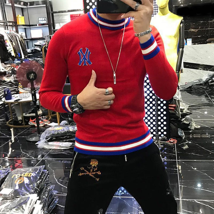 Supzoom New Arrival Top Fashion O-neck Pullovers Appliques Brand Clothing Embroidered Net Red Warm Casual Knitted Men Sweater - Phantomshop21