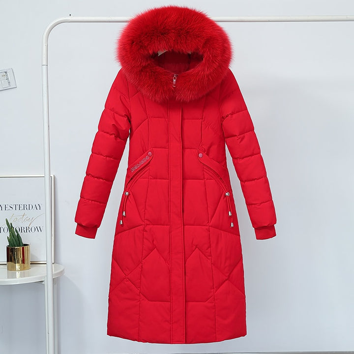 X-long Winter Down Jacket Women 2021 Hooded Solid Casual Women's Down Coat With Fur Collar Solid Thick Overcoat Female - Phantomshop21