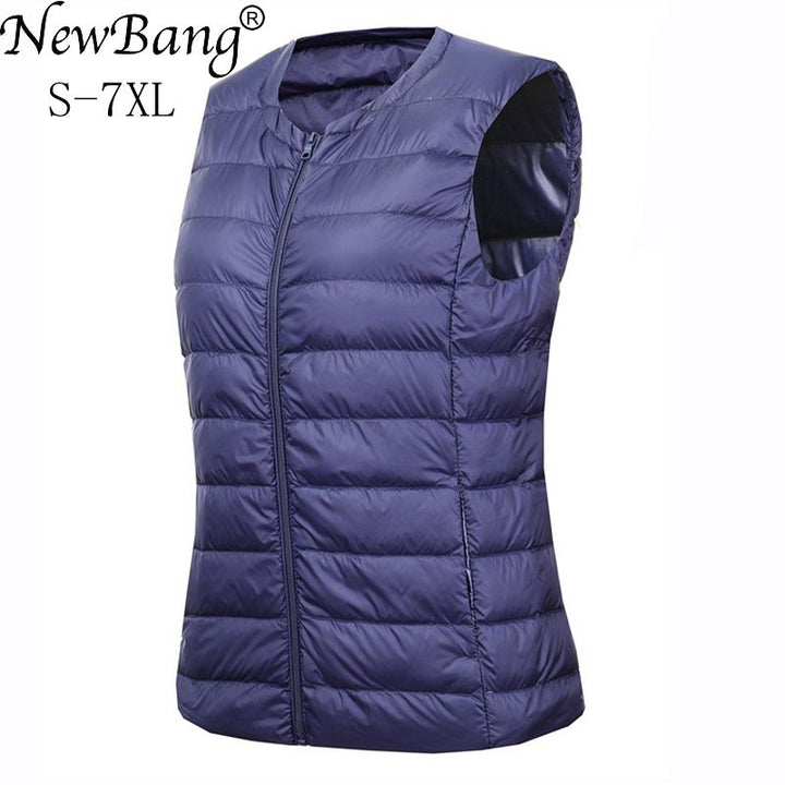 NewBang Brand 6XL 7XL Large Size Waistcoat Women's Warm Vest Ultra Light Down Vest Women Portable Sleeveless Winter Warm Liner - Phantomshop21