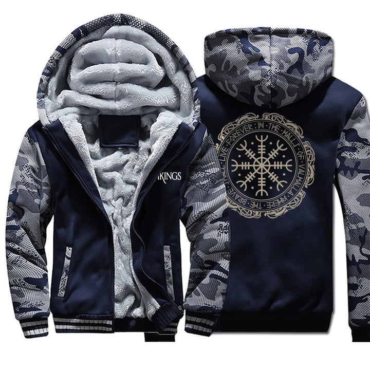 2022 Winter Thick Mens Hoodies Viking Printing Male Jacket Hip Hop Brand Outwear Hot Sale Camouflage Sleeve Men&#39;s Jacket Casual - Phantomshop21