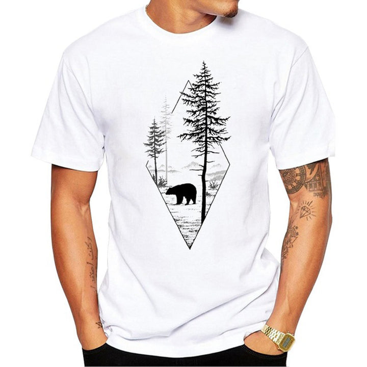 Forest Bear Man T Shirt Short Sleeve Casual - Phantomshop21