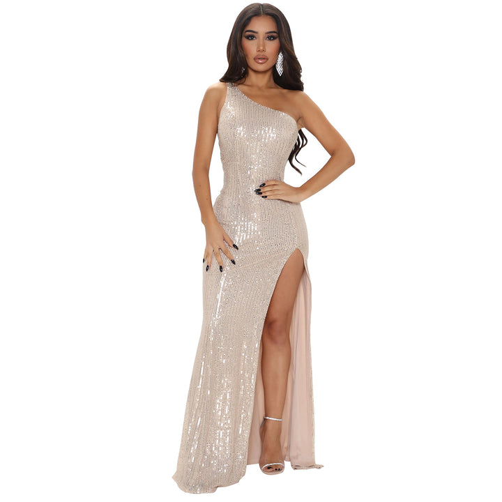 Women's Mesh Perspective Long Sleeve Nightclub Hot Diamond Dress - Phantomshop21