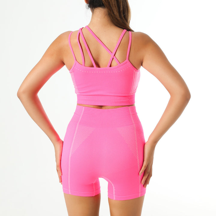 Seamless Yoga Clothing Set Halter Neck Yoga Sports Underwear Vest Shockproof - Phantomshop21