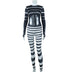 Women's Stand Collar Hollowed Out Print Long Sleeve Hip-lifting Bodysuit - Phantomshop21